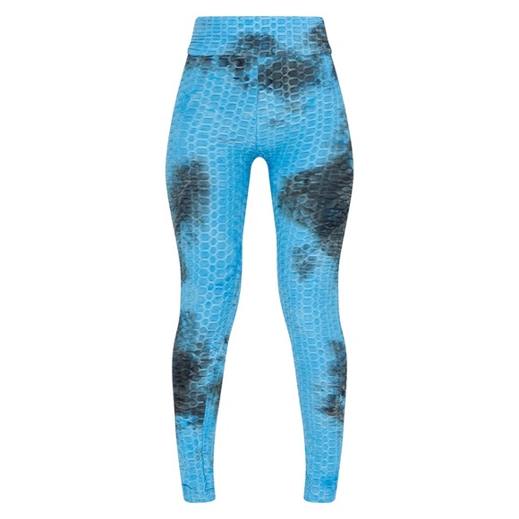 Blue Tie-Dye Scrunch Butt-Lifting Compression High-Waisted Workout Leggings - Picture 3 of 11